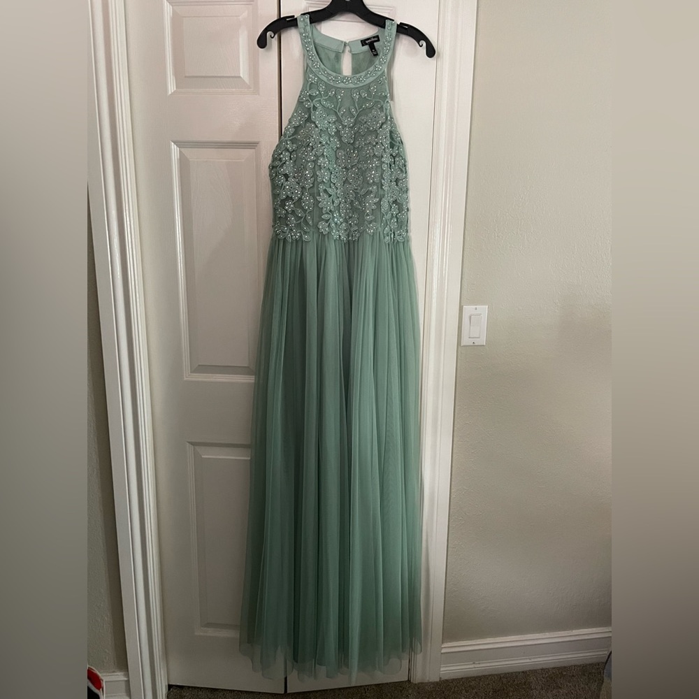 Sage green prom dress, only been worn once !